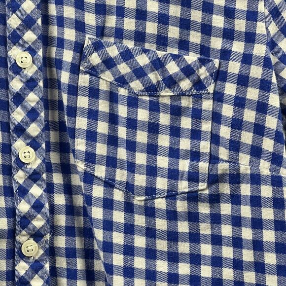 VTG Eddie Bauer Flannel Shirt Womens Medium Blue White Plaid Button Up Cotton - Picture 3 of 12